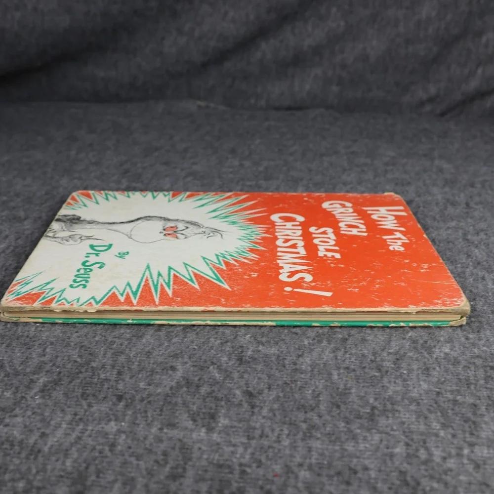 Vintage 1957 How The Grinch Stole Christmas Dr. Seuss Red Green HC USA Kids